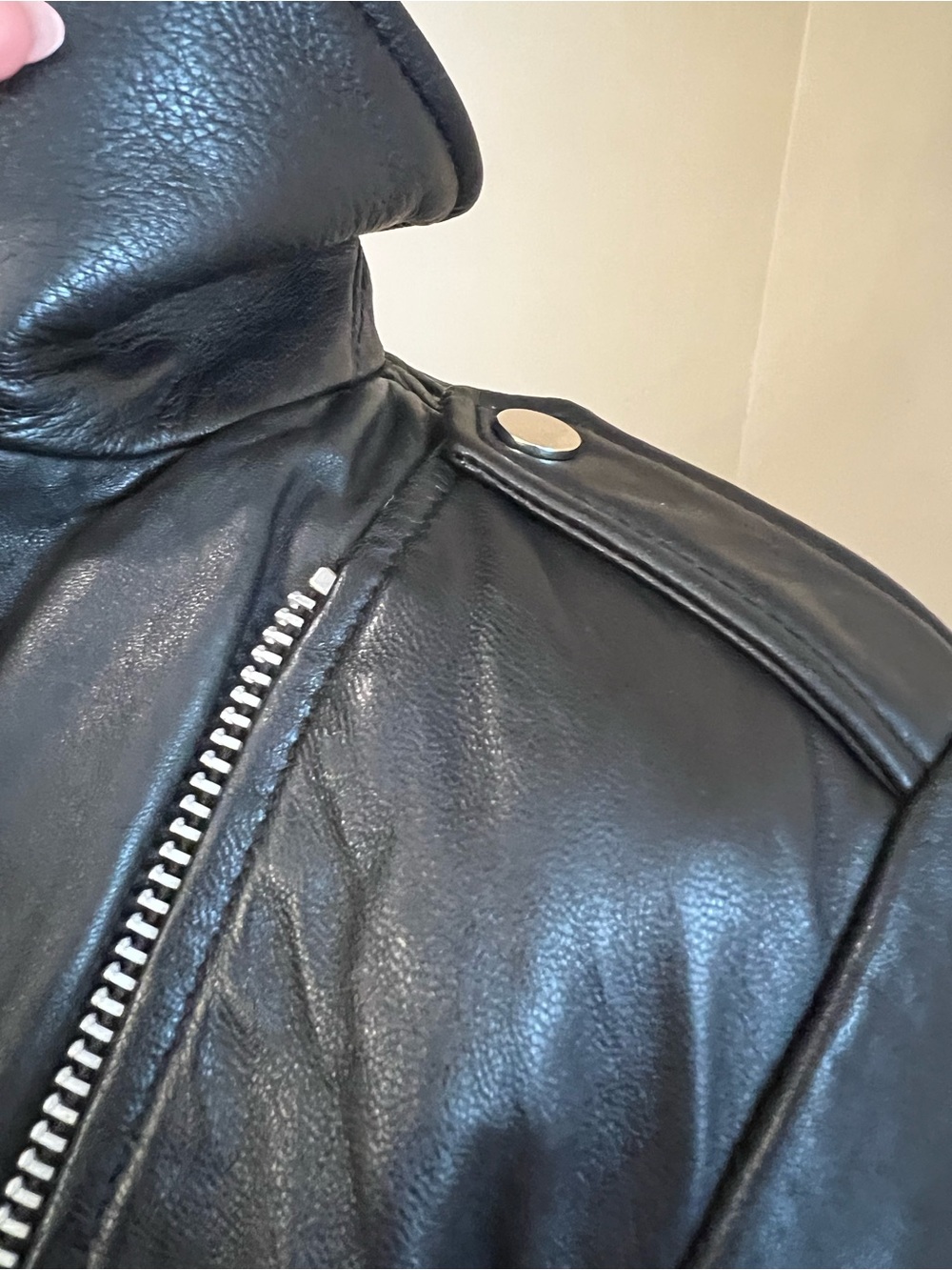 Mango Black Leather Asymmetrical Moto Jacket - Picture 3 of 14